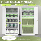 Crownland 72" Lockable Metal Storage Cabinet, Garage Storage Cabinets, High Office Cabinet with Adjustable Shelves for Garage, Home Office,Pantry, File(White)