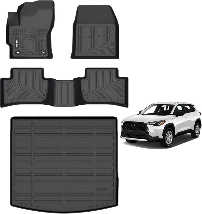 AIPOIL® Floor Mats & Cargo Liner Set for Corolla Cross AWD 2020-2026 All Weather Protection TPE Anti-Slip Automotive Full Set Custom Car Mats Accessories - Black