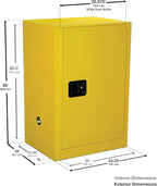 Eagle American Made 12 Gallon F﻿lammable Liquid Storage Cabinet, Manual-Close Space Saver Fireproof Cabinet for Schools, Garages, Manufacturing Facilities, 23" x 18" x 35", 1925X