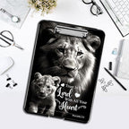 Clipboard with Storage,Office Supplies Nursing Clipboards Folder with Pen Holder Plastic Foldable Clip Board with Storage for Nurse Teacher,Lion Proverbs 3:5