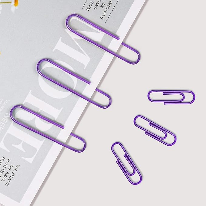Vinaco Purple Jumbo Paper Clips, 100 Pack, 2 Inch (50 mm), Durable & Rust Resistant, Great for Office, School and Personal Use