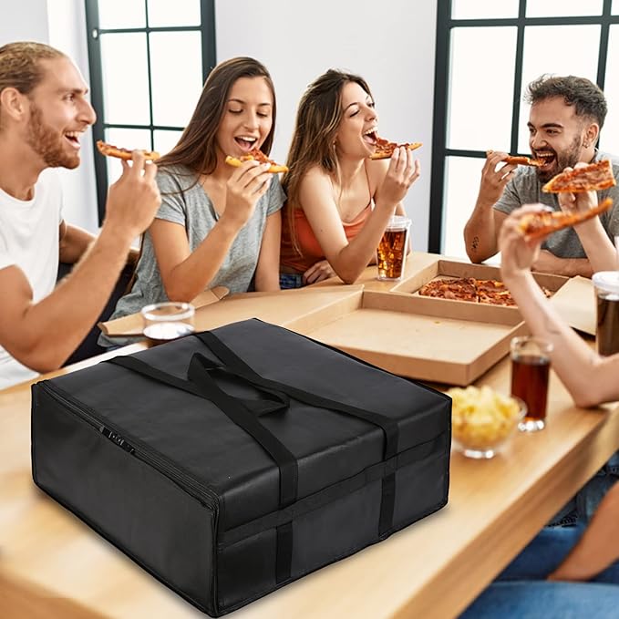 musbus Pizza Carrier Insulated Bags Large for Deliveries, Insulated Pizza Carrier Delivery Bag 20x20 Food Bag for Personal and Professional Use (Black)
