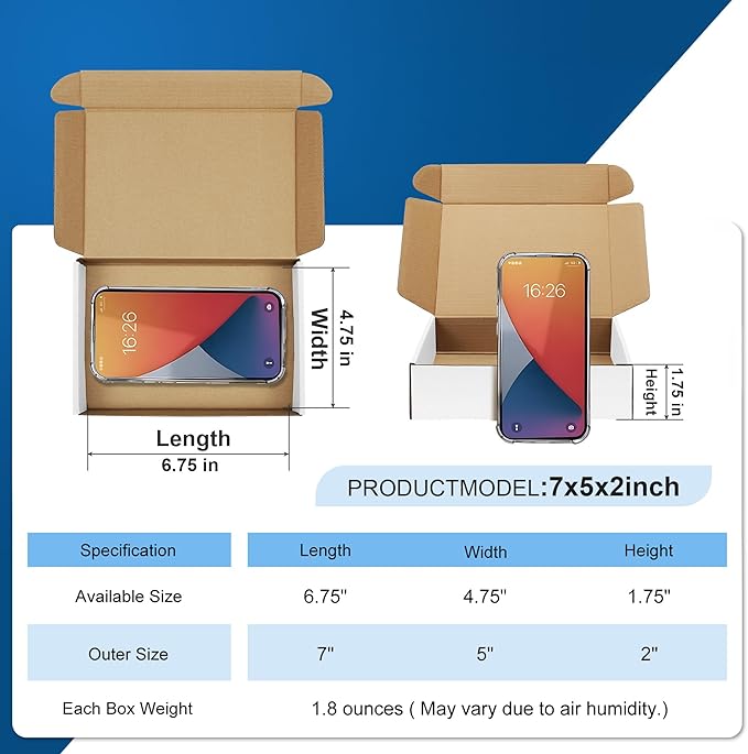 Famagic Small Packaging Boxes 25 Pack 7x5x2 Inches- White Cardboard Shipping Boxes, Corrugated Mailer Boxes for Small Business, Mailing Boxes for Packaging, Bulk