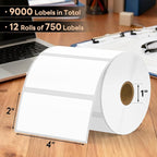 4" x 2" Direct Thermal Labels, Strong Adhesive Barcode & Return Address Stickers Compatible with Zebra, Rollo, Munbyn & Most Desktop Thermal Printers (12 Rolls / 9,000 Labels), TRSTGIX