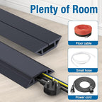 Eapele Floor Cord Cover 6.5ft Cord Covers for Wires on Floor, Heavy Duty Extension Cord Cover, Rubber Floor Cable Cover, Prevent Trip Hazard for Sidewalk Home Office Outdoor or Indoor Settings (Grey)