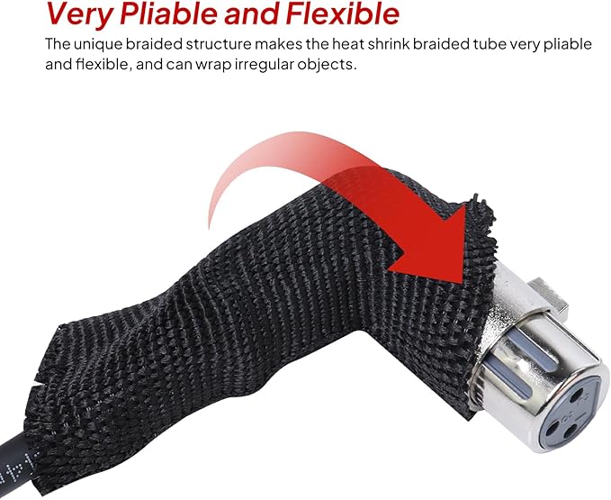 3/8" - 18 feet Cable Management Sleeving, 2:1 Fabric Heat Shrink Braided Sleeve Protector Cover Cable/Wire/Irregular Shape Hose