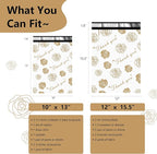 Thank You Poly Mailers 10x13 Inch 25 Pcs - Gold Rose Printed Shipping Bags for Clothing - Waterproof and Tear Resistant Mailing Envelopes - Self-Sealing Packaging Bags for Small Business