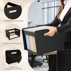 Bamboo Hanging File Organizer, Office Desk File Organizer for Letter Size, Wood Hanging File Folders Organizer Record Holder Storage Stand Bookshelf Easy Assembly, Black