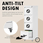 File Cabinet with Lock, 4 Drawers Filing Cabient with Wheel, Steel Vertical Filing Storage Cabinet for Home Office, Heavy-Duty File Cabinets for Letters/Legal/A4 (Require Assembly, White)