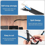 Nilight Cable Sleeve, 10ft-1/2inch Cord Management Sleeves, Braided Sleeving, Split Self Wrapping Wire Loom for Computer Electrical Automotive Harness Protector Organizer, Black
