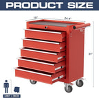 5-Drawer Tool Chest,Rolling Tool Cart with Wheels,High Capacity Tool Cabinet with Locking System for Garage, Warehouse, Workshop-Red