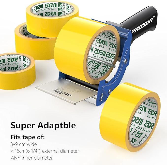 Fast Reload 3 Inch Wide Large Tape Gun Dispenser Packing Packaging Sealing Cutter (TG04-BLU)