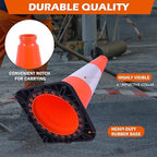 4 Pack 18 Inch Orange PVC Traffic Cones Black Base Stable Durable, Parking Lot Driveway School Training Safety Cones Multi-Purpose (4, Orange, 18 Inch)