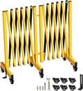 12.2FT Industrial Metal Expandable Barricade，Retractable Traffic Fence with Casters, Folding Security Gate，Portable Barricade Gate for Construction Area, Traffic Control, Cordon
