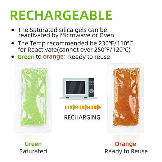 3Pcs 40 Gram Rechargeable Desiccant, Indicating Silica Gel, Gun Safe Dehumidifier, New Style Desiccant Moisture Absorbing Bag