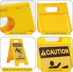 Macarrie 2 Pieces 24.5 x 12.6 Inch 'Caution - Icy Surface' 2 Sided Folding Floor Sign with Symbol Caution Icy Surface Folding Floor Sign for Any Facility Building Warehouse Loading Docks