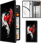 Car Registration and Insurance Holder,Leather Insurance License and Registration Card Holder for Car Glove Box, Auto Truck Document Holder Organizer for Men Women-Red Heart with Feather