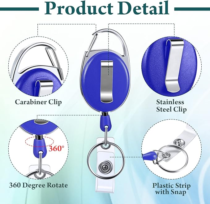 Laumoi 80 Packs Retractable ID Badge Holder Name ID Badge Reel Clips Keychain with Belt Clip and Key Ring for Office Worker Doctor Nurse Employee (Multicolor)