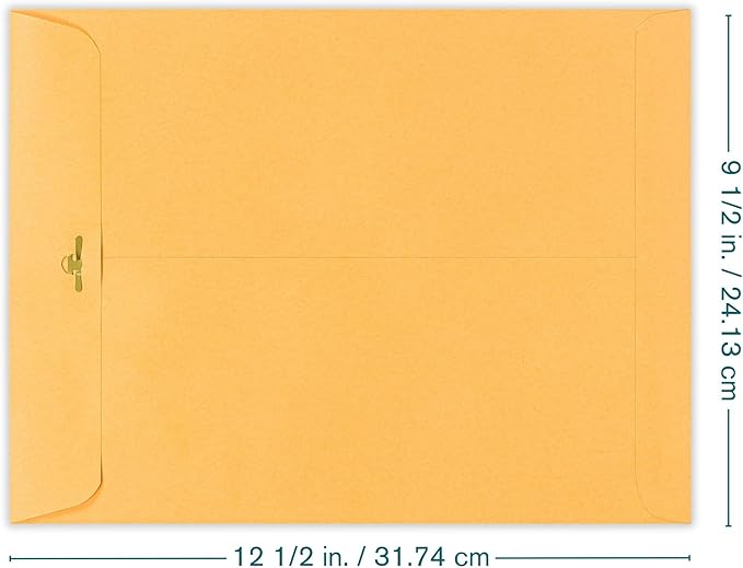 Clasp Envelopes – 9.5x12.5 Inches Brown Kraft Catalog Envelopes Letter Size -15 Pack - with Clasp Closure & Gummed Seal – 28lb Heavyweight Paper Envelopes for Home, Office, Business, Legal or School