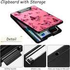Clipboard with Storage, High Capacity Plastic Storage Clipboard with Pen Holder for Women Teachers Work, School & Office Supplies, Cute Pattern Decorative Clipboards, Butterfly