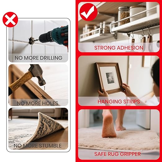 ADHES Double Sided Tape Heavy Duty, 1.18in x 16.4ft, Nano Tape, Reusable and Hand-Tearable Clear Mounting Tape, Strong Removable Adhesive for Wall, Poster, Picture Hanging, Carpet, DIY Projects
