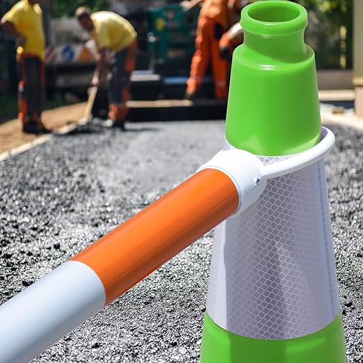 6 Pack 36" Large-Sized PVC Traffic Cones with Heavy-Duty Black Base, Garage Parking Lot Cones Structurally Stable Weatherproof Road Construction Safety Cones (6, Green, 36" Extra Large)