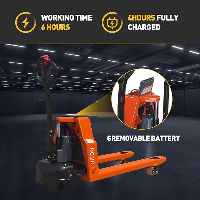 Full Electric Pallet Jack,Lithium Battery Truck Powered Handling Jacks,4400 Lbs Electric Pallet Truck 48" X 27" Forks ，Safety Equipment Suitable for Industrial and Commercial Applications