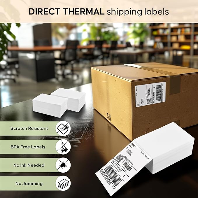 Arkscan SL500 4x6 Fanfold Shipping Label (500 Pages per Stack) for Arkscan 2054N, 3044C & Zebra Compatible Printers, Direct Thermal, White