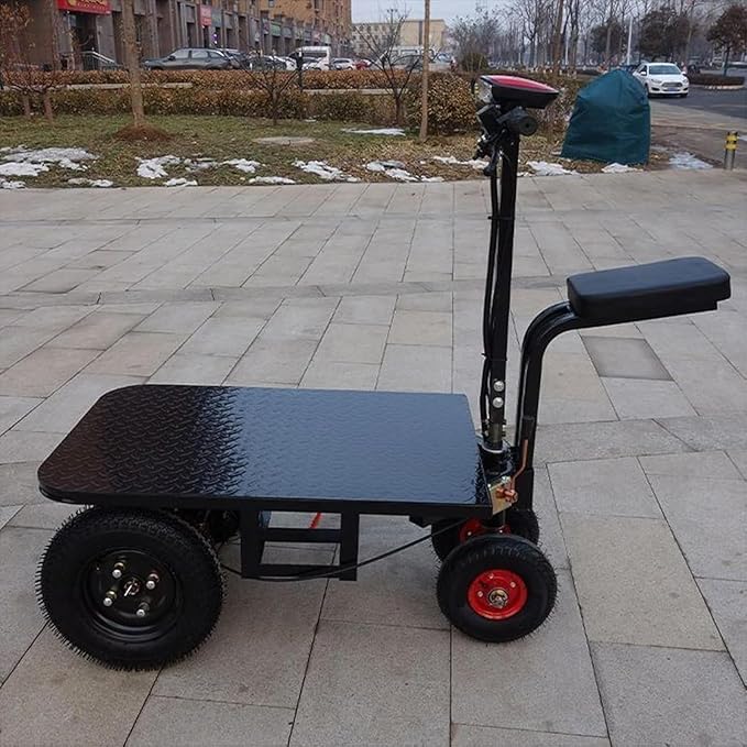 Electric Flatbed Durable Heavy Duty Steel Flatbed Cart Folding Hand Cart 600kg Capacity Reinforced Hand Truck for Warehouse Logistics Construction