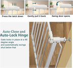 Extra Wide Baby Gate Tension Indoor Safety Gates White Metal Large Pressure Mounted Pet Gate Walk Through Long Safety Dog Gate for The House Doorways Stairs (52.76"-57.48"/134-146CM, White)