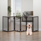 Dog Gates for Doorways, Foldable Dog Gate Indoor, Freestanding Pet Gates for Doorways Bedroom, Puppy Gate with Metal Support Feet, Room Divider, 6 Panels (Brown)