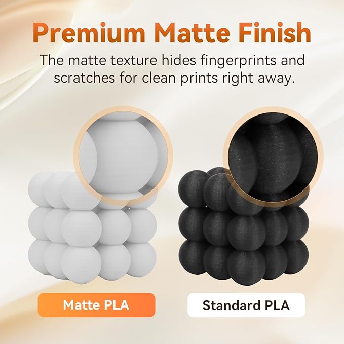 FLASHFORGE PLA Filament 1.75mm +/- 0.02mm, Matte White 3D Printer Filament 1kg (2.2lbs) Spool, Excellent Printing Performance, Easy to Use for Most FDM 3D Printers