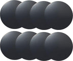 Replacement Metal Plates Set for Magnetic Car Phone Holders, Wall & Air Vent Mounts, Cases, Magnets. Kit of 8 Black Round Iron Discs Without Holes. 3M Adhesive Backing. Matte Steel Sheets 8 Pack
