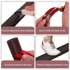 Floor Cord Cover Self Adhesive Cord Hider Floor Extension Cord Covers for Floor Power Cord Protector Cable Management Prevent Cable Trips Cable Cavity 0.51" W x 0.31" H (Dark Walnut, 3.3Ft)
