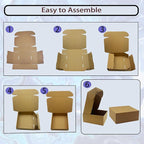 7x7x3 Inches Shipping Boxes Set of 25，Brown Cardboard Boxes Recyclable Corrugated Mailers for Small Business, E-commerce, Gift Packaging Storage Boxes Products Box Self-Locking Folding Boxes