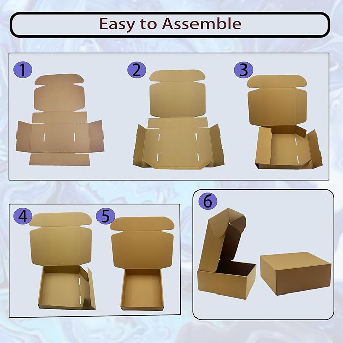 8x8x3 Inches Shipping Boxes Set of 25，Brown Cardboard Boxes Recyclable Corrugated Mailers for Small Business, E-commerce, Gift Packaging Storage Boxes Products Box Self-Locking Folding Boxes