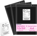 Metronic Poly mailers 12x15.5'' 100pcs with 4x6 Thermal Labels 100 Labels, Strong Adhensive Shipping Bags for Clothing,Waterproof Shipping Envelopes Mailing Bags for Small Business,Black