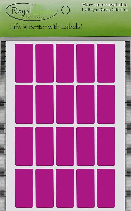 Royal Green Rectangle Color Labels 1.57inch x 0.75 inch - Color Coding Stickers Purple(40mm x 19) - 100 Pack