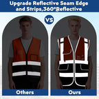 BeautyWill 10/20 Pack Custom Logo Safety Vest,Bulk High Visibility Class 2 Reflective Work Vests