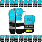 BeautyWill 10/20 Pack Custom Logo Safety Vest,Bulk High Visibility Class 2 Reflective Work Vests