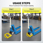 Pallet Jack Wheel Chock 2 Packs, Premium Pallet Jack Stopper for Truck 13.4" Length x 10.6" Width x 1.9" Height (Yellow)
