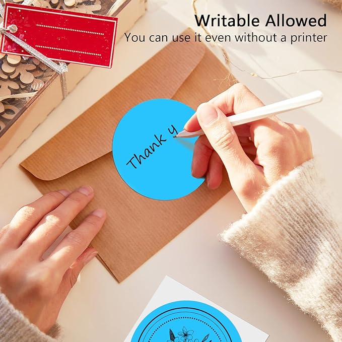 3 X 3 Inch Round Thermal Labels Circle Color Coding Labels Printable Waterproof 500PCS Round Stickers Adhesive Writable for Office, Home, Garage, DIY Sticker, Name Tag,Sky Blue