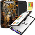 Clipboard with Storage,Office Supplies Nursing Clipboards Folder with Pen Holder Plastic Storage ClipBoard Foldable for Teacher Nurse,Camouflage Forest Deer