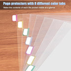 HABGP 24Pcs/3 Set Clear Sheet Protectors for 3 Ring Binder Letter Size, 8 Tab Plastic Dividers With Pockets and Tabs, Page Protectors 8.5x11