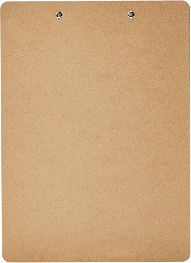 Amazon Basics Hardboard Office Clipboard,Letter Size, 9" x 12.5", 12-Pack, Brown
