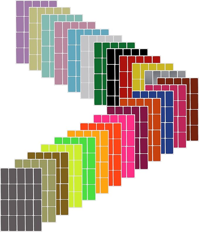 Royal Green Colored Labels Stickers in 24 Colors 40x19mm (1.57 inch x 0.75) Rectangular Sticker for Inventory and Labeling - 480 Pack