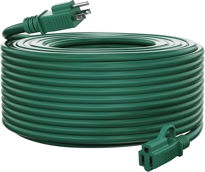 HUANCHAIN Indoor Outdoor Green Extension Cord 10 ft Waterproof, 16/3 Gauge Flexible Cold-Resistant Appliance Extension Cord Outside, 13A 1625W 16AWG SJTW, 3 Prong Electric Cable, ETL