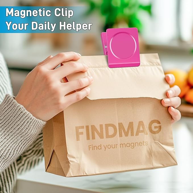 FINDMAG Pink Magnetic Clips, 2.2inch Heavy Duty, Magnetic Christmas Light Clips for Fridge, Whiteboard, Classroom, Office (Pack of 4)