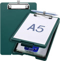 Small Clipboard with Storage, A5 Clipboards with Pen Holder, Half Letter Clip Boards 6x9 Mini Plastic Clipboard with Low Profile Clip for Classroom, School, Office Supplies (Emerald)