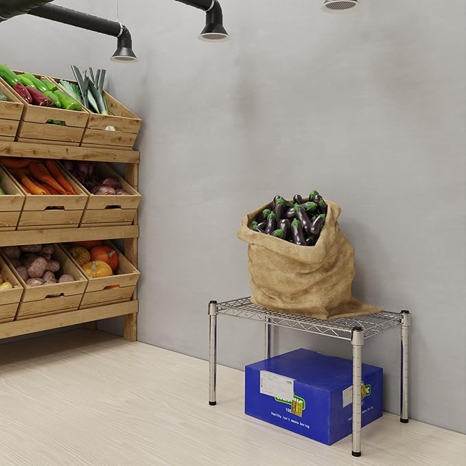 14''W x 24''L x 14''H Chrome Plated Wire Dunnage Rack | Off The Floor Storage